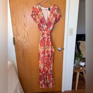 Fun, frilly, floral maxi dress